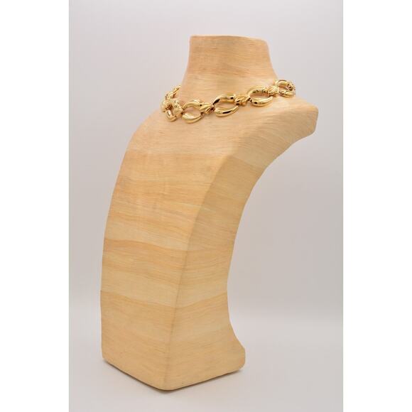 Vintage Collar Necklace Shiny Gold Tone Thick Linked Chain Chunky 1980s BinP - Picture 8 of 12